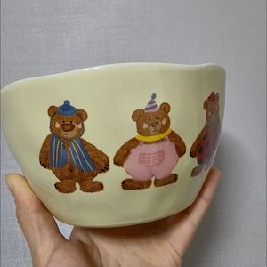 Cute Little Bear Print Ceramic Bowl - Like New! 🐻🍜